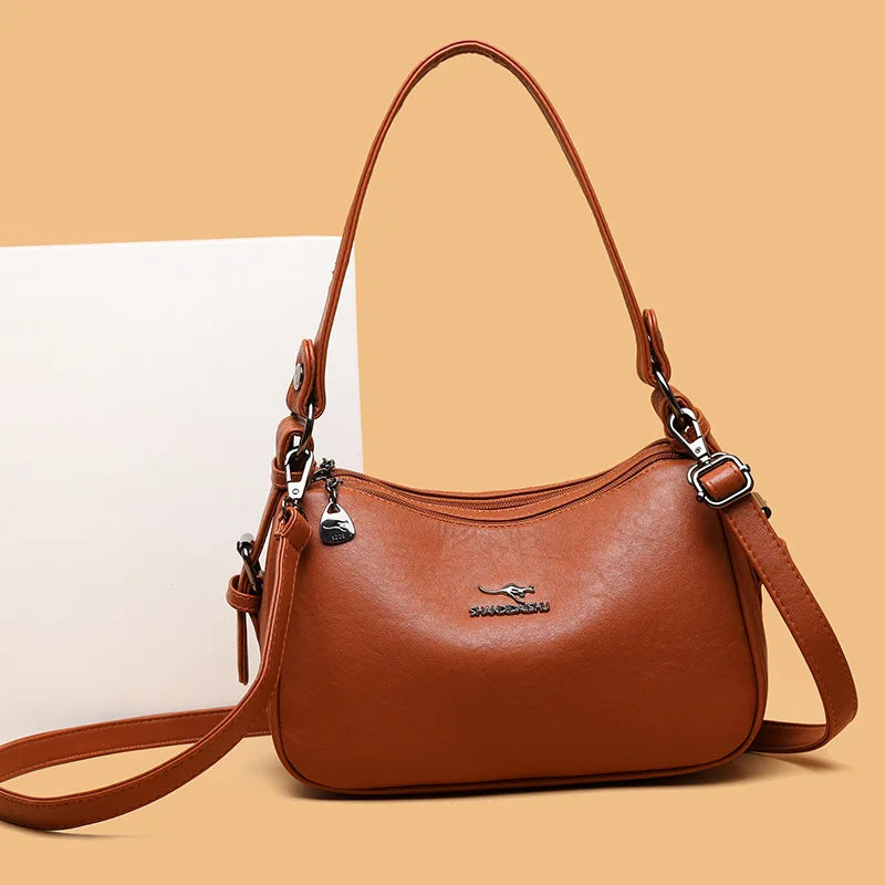 Fashionable Street-Style Women's Crossbody Bag Single Shoulder Personality PU Leather Medium Square Bag Zipper Closure Daily Use