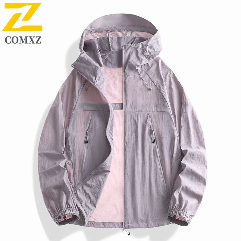 2025 Skin Sun Protection Jacket Men's Summer high quality UV Lightweight Ice Silk Hooded Coat Outdoor Riding Fishing Windbreaker