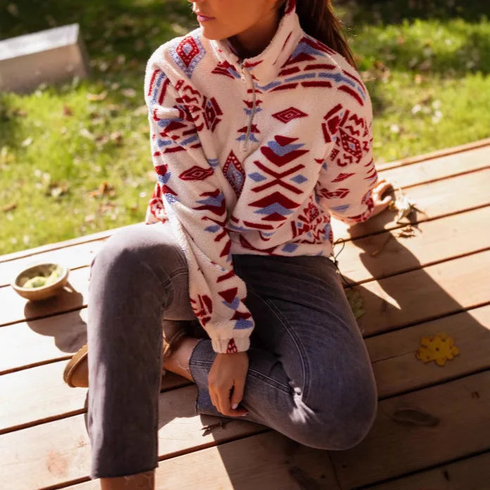 2025 Fleece Sweater Fashion Print Women's Double-sided Fleece Winter Coat