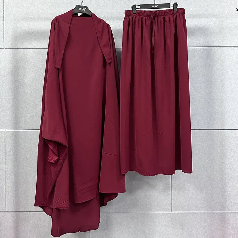 Ramadan Abayas Sets  2 Piece Set Muslim Women Hijab Dress Prayer Garment Abaya Long Khimar Arab Gown  Islamic Clothes Robe