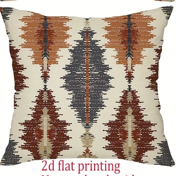 Boho Abstract Geometric Throw Pillow Covers - Ethnic Style Farmhouse Home Decor, Without Pillow Inserts, for Porch Pat