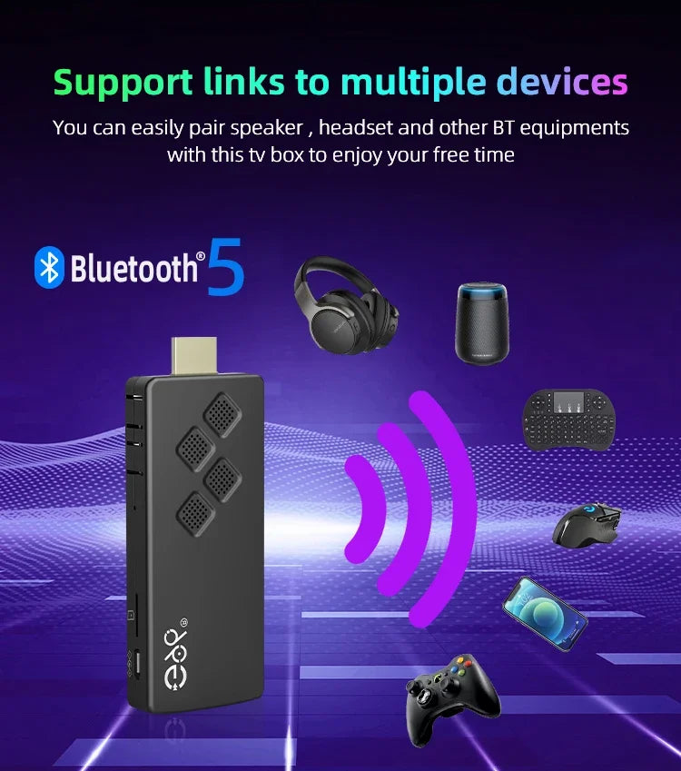 New Smart TV Stick Q2 High-performance Android 14.0 4K Ultra HD Dual Wifi 6 Bluetooth 5.0 Multi Language Streaming Media Player