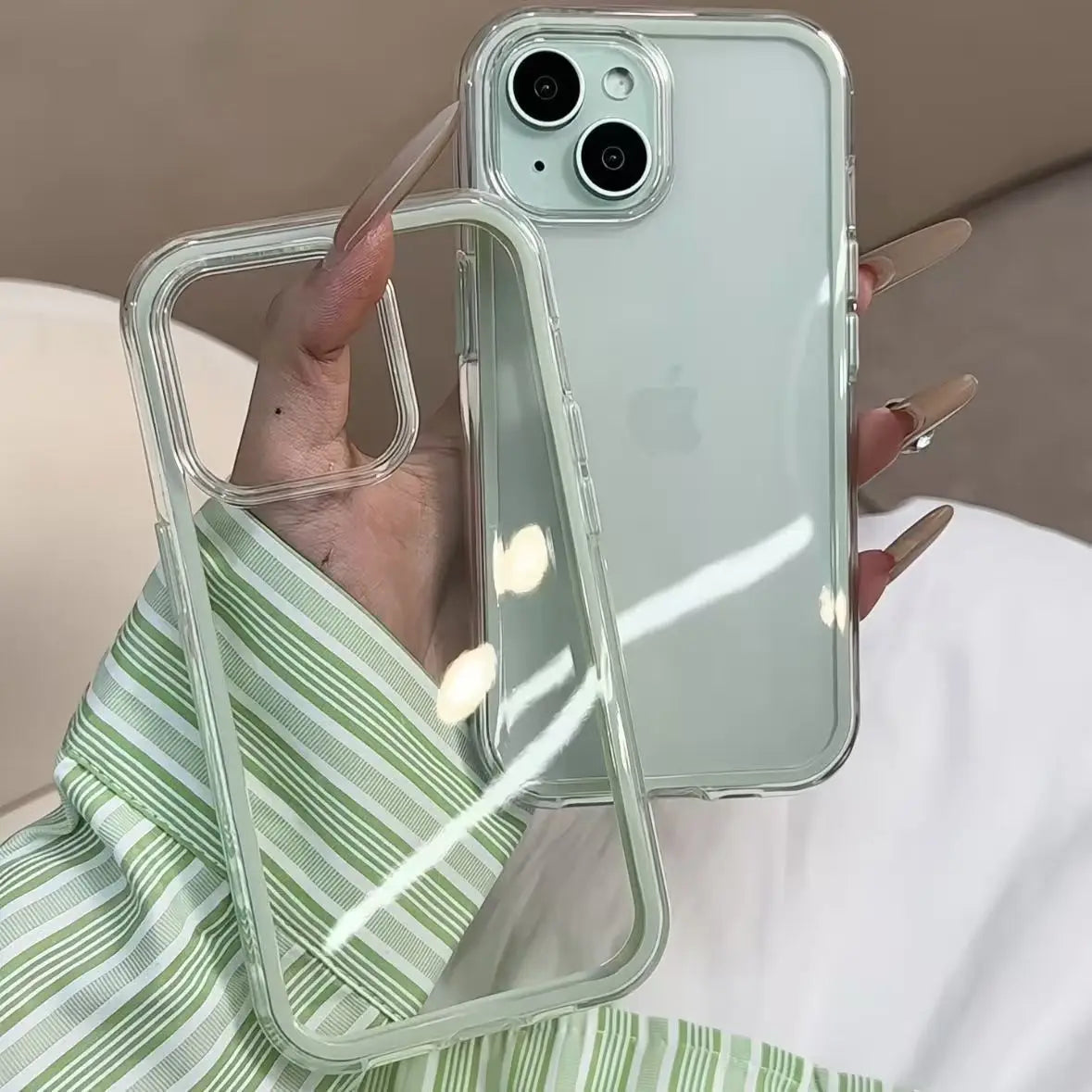 Luxury Candy Color Frame Clear Back Phone Case For iPhone 17 16 15 14 13 12 Pro Max 11 16PLUS 17 Acrylic Shockproof Bumper Cover