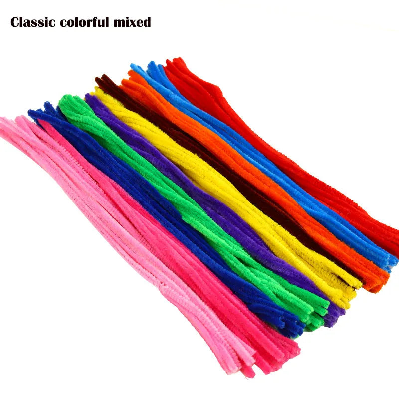 100/200/300/500/1000pcs DIY Plush Chenille Sticks Stem Pipe Cleaner HandCraft part for Spring Xmas Halloween Newyear Easter