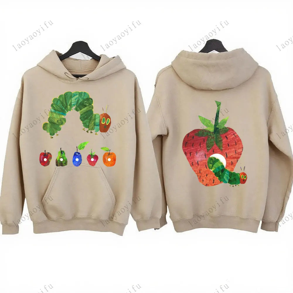 Hungry Caterpillar Printed Hooded The Very Hungry Caterpillar Hoodies Aesthetic Clothes Autumn and Winter Keep Warm Sweatshirt