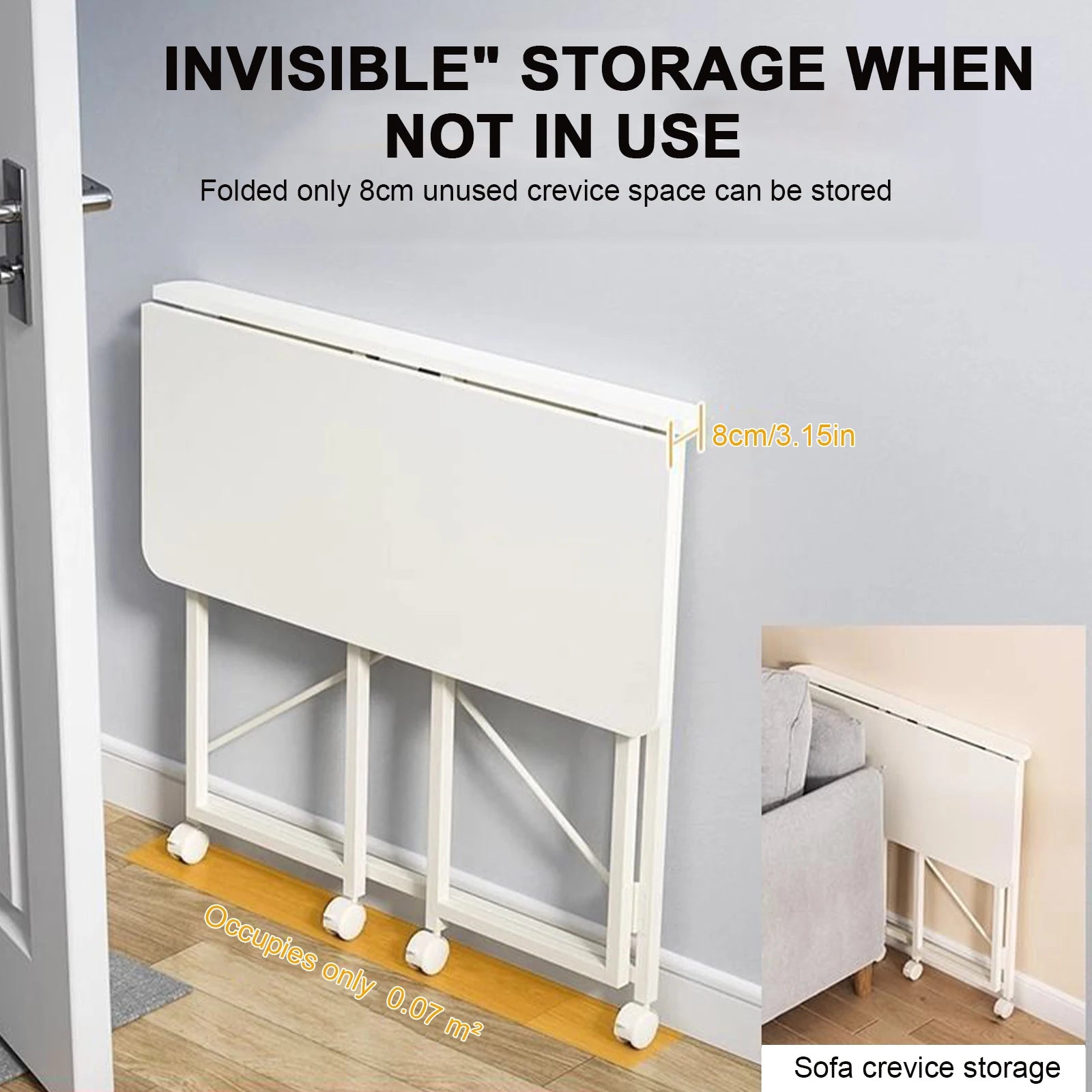 60x40 Small Pulley Table Space Saving Movable Rectangular Table Waterproof Standing Study Table for Home Office Computer Desk