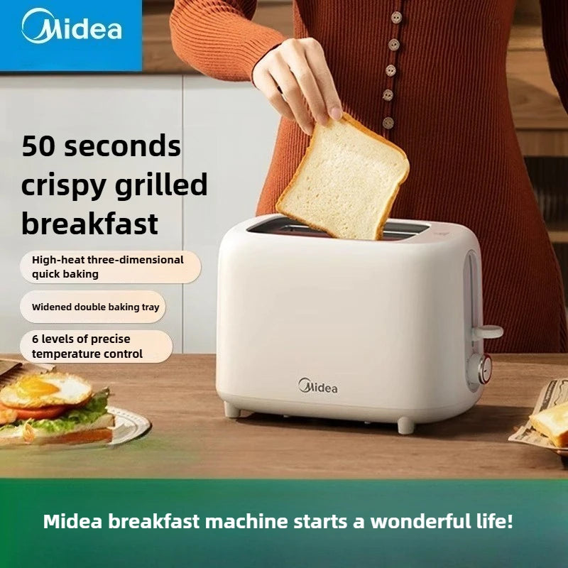Midea Toaster Home Multifunctional Toaster Small Toaster Toast Automatic Breakfast Machine MT-RP04 220V 50HZ Widening six-speed