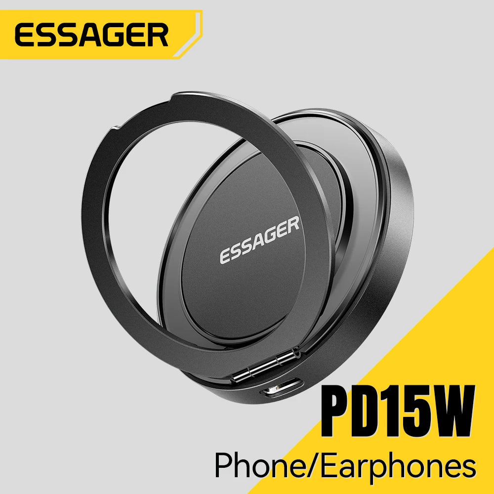 Essager Magnetic Wireless Charger With Holder 15W Fast Charging For iPhone17 16 15 14Pro Max Airpods Mini Wireless Phone Charger - Free Item Weekend (50% off).