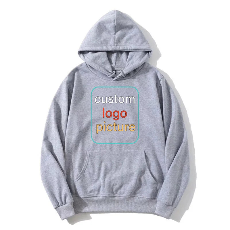 Custom Prints Men's Women's Hoodie Loose Casual Solid Color Hoodies Long Sleeve Cotton Hooded Personality Sweatshirts Clothes