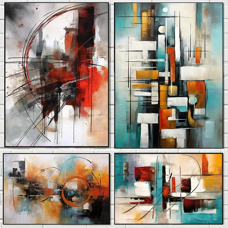 Classic Abstract Wall Art Matte Colour Oil Painting on Canvas Print Poster Home Decor Living Room Bedroom Decorative Painting - Free Item