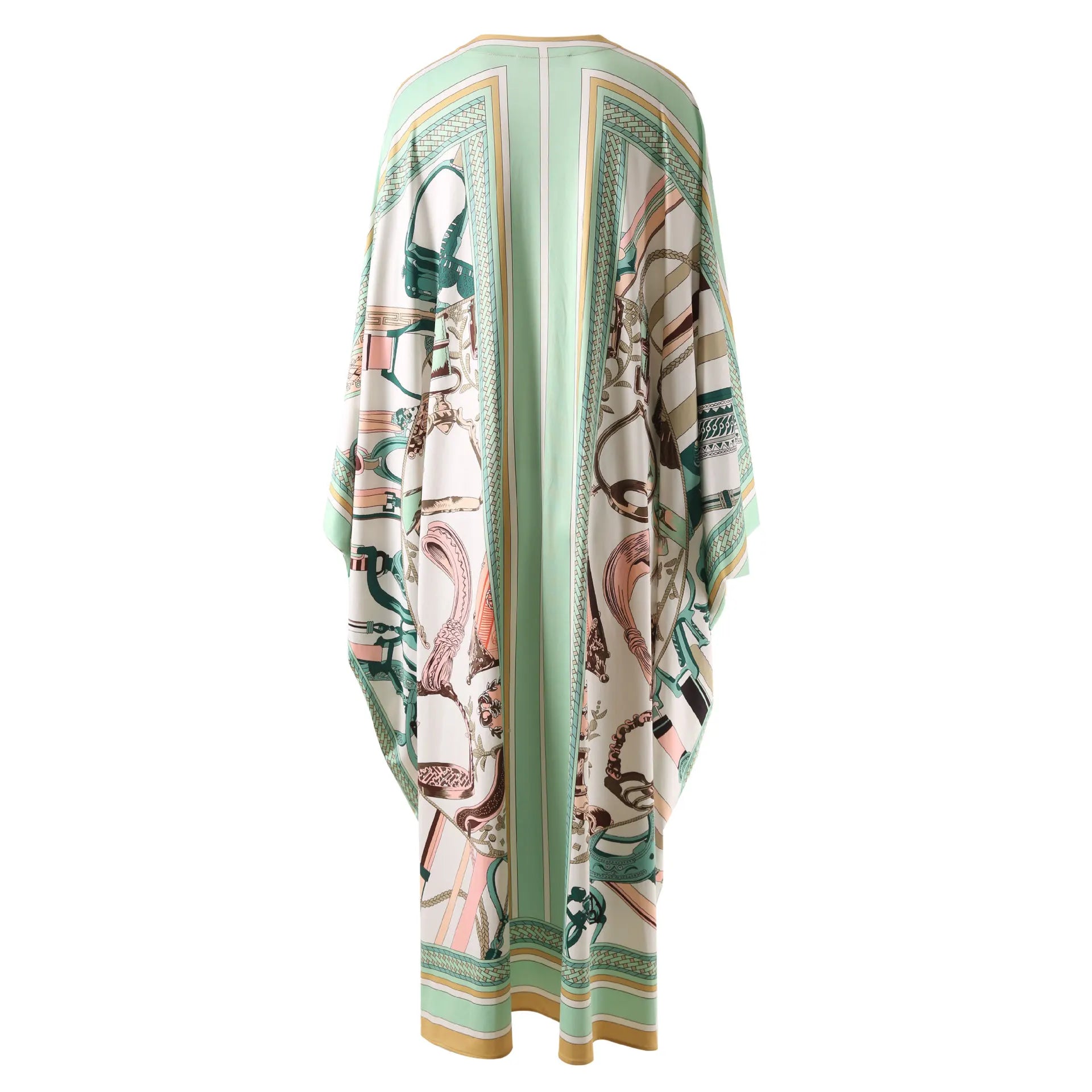 Kaftan Dress Floral Print Oversize Maxi | Luxury Designer Inspired Boho Chic Women Beachwear Summer Vacation Green High Quality