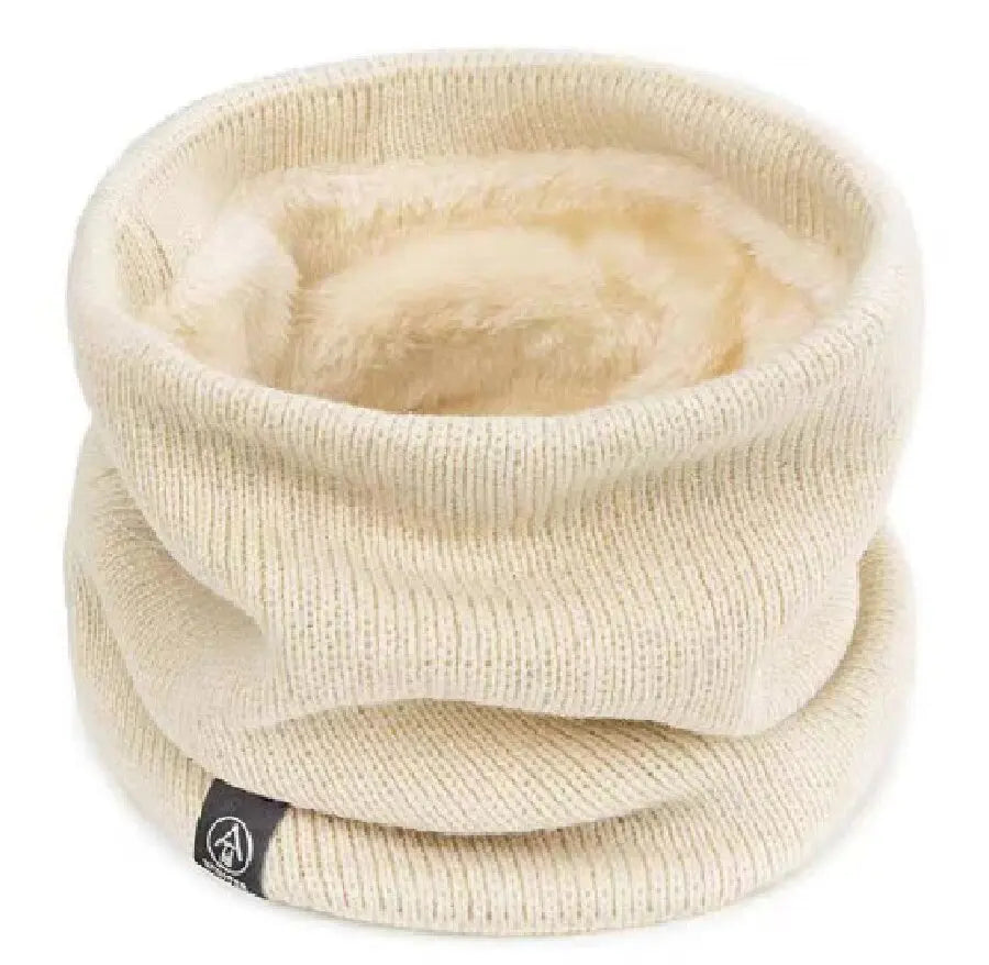 Solid Winter Plush Muffler Woolen Knitting for Women Fleece Ring Bandana Scarf Neck Warmer Buff Thick Cashmere Headband Ski Mask