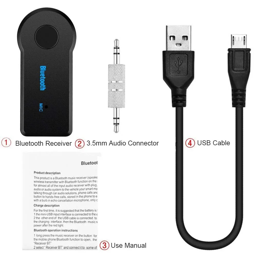 Aux Car Bluetooth 5.0 Receiver 3.5mm 3.5 AUX Jack Stereo Music Audio Car Transmitter Speaker Amplifier Wireless Adapter with Mic - Free Item