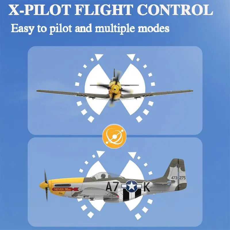RC Plane 5CH 3D/6G Fixed-wing RC Airplane 2.4GHz P51D Mustang RTF for Adults Beginners Easy to Fly Removable Brushless Fighter