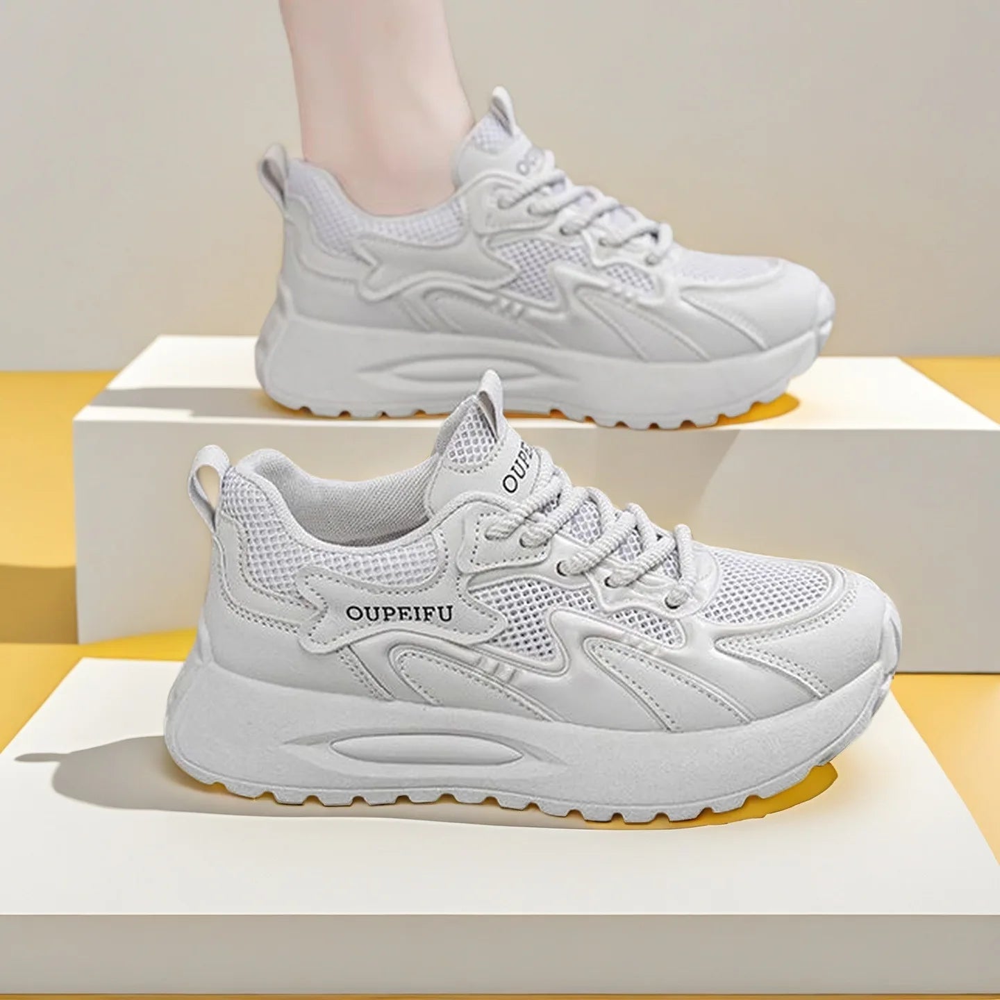 Women's Summer Lightweight Breathable Mesh Running Shoes Soft Bottom Casual Low Cut Slip-On Sports Sneakers Fashionable Tasse...