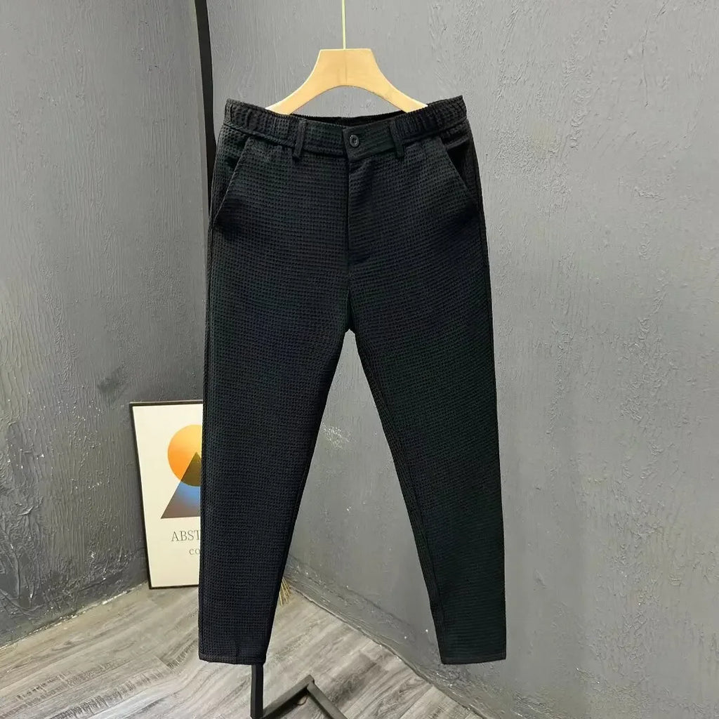 High-End Casual Men's Pants Summer Trendy Slimming Straight-Leg Pants Youth Korean Style Cropped Pants New Arrival