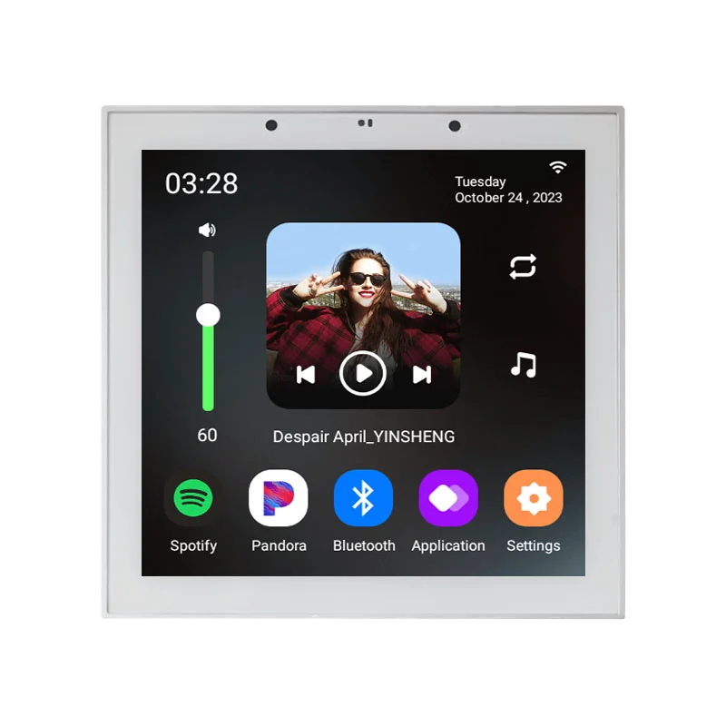 Smart Home Touch Screen 4 Inch Android 11 bluetooth audio in Wall Amplifier Alexa Voice Control Background Music Ceiling Speaker
