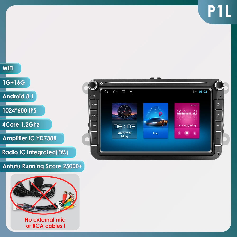Hizpo 2Din 8'' Carplay 4G AI Systems Android 14 Car Radio forVolkswagen Golf 5 6 Polo Passat B6 B7 CC Skoda Jetta  Autoradio