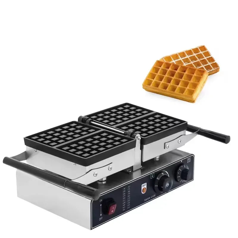 2 Slice Waffle  Machine Commercial Bread Baker with Non-stick Plate Timer and Temperature Control