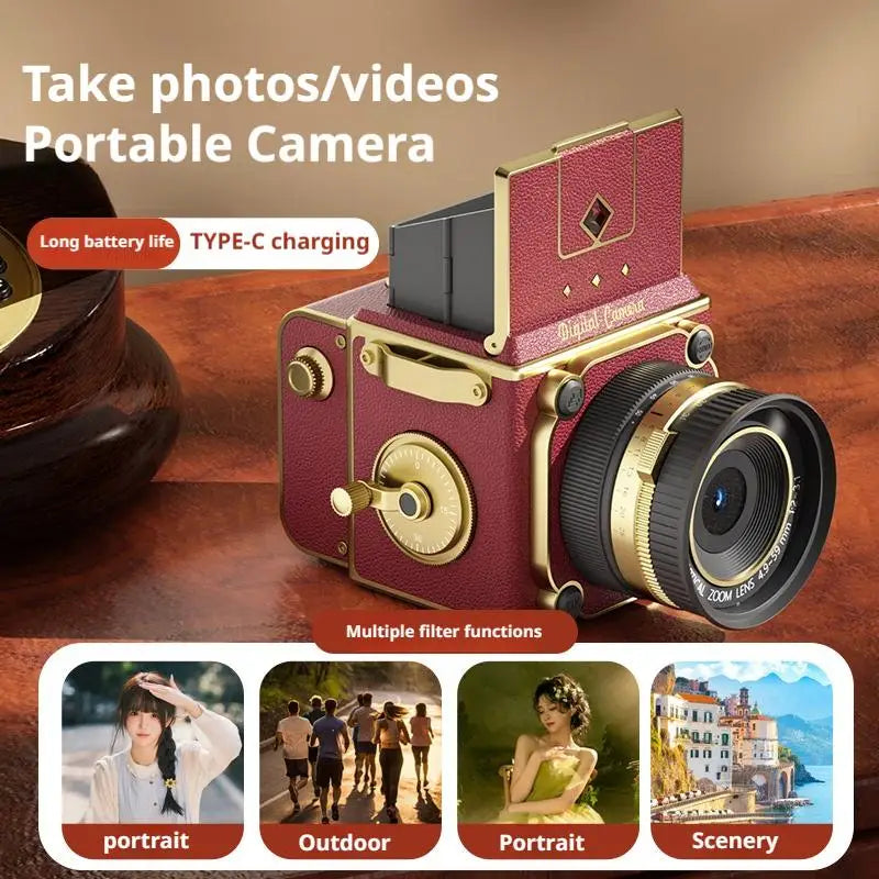 Retro Mini CCD Camera Twin Reverse Simulation Portable Student Friendly Atmosphere Enhancing Decorative Digital Camera