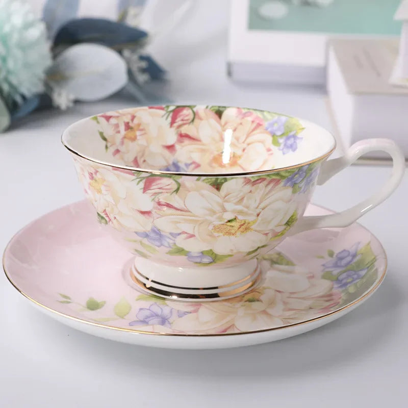 English British Afternoon Tea Cup  Premium Coffee Cups and Plates Home Office Cafe Ceramic Coffee Mug Bone Porcelain Cup
