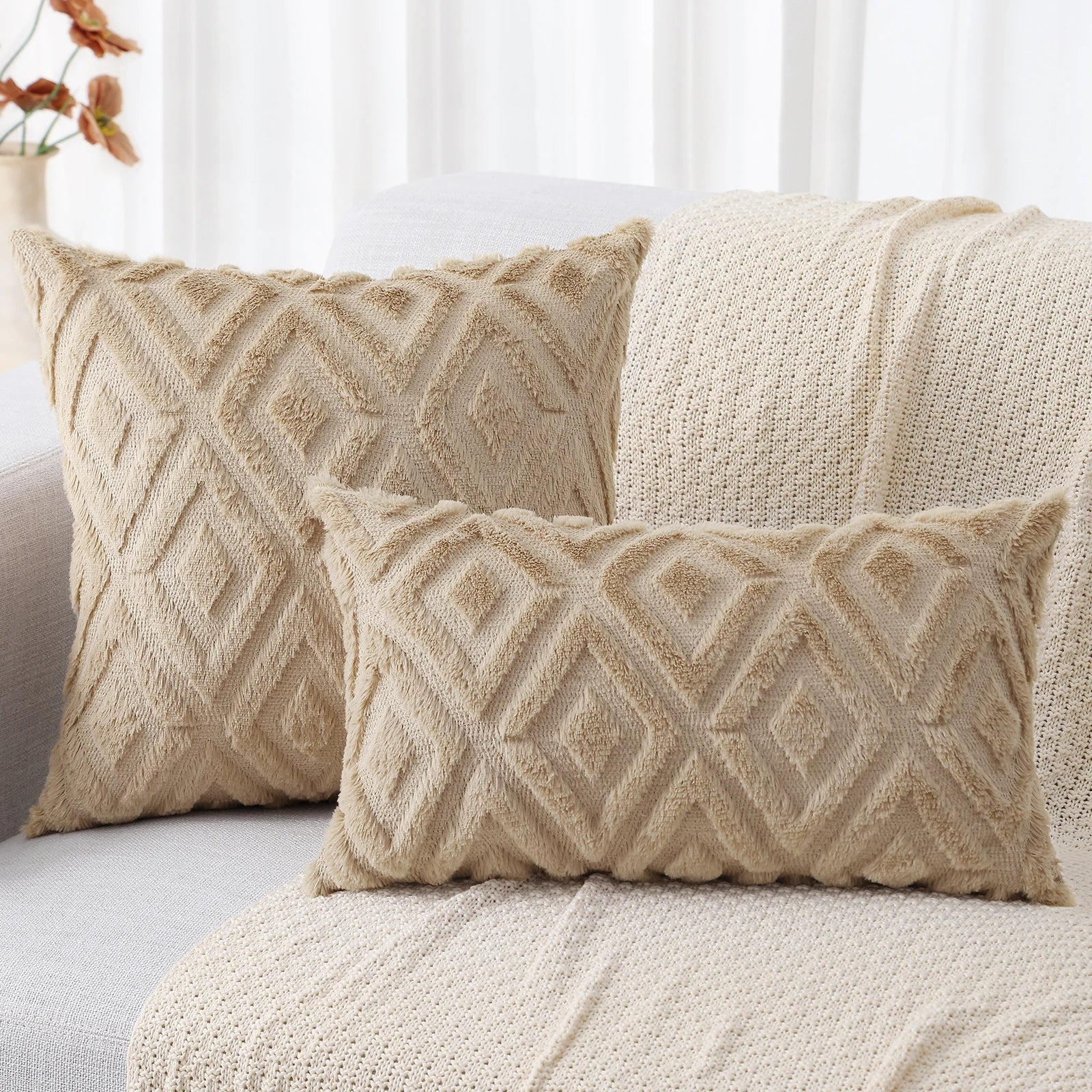 HAPIHAPPY Decorative Throw Pillow Covers 45X45 Set of 2 Soft Plush Pillow Case Pillow Covers Bed Sofa Living Room Pillow Covers