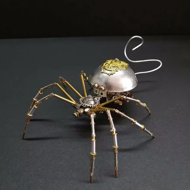 Metal Assembled Insect Ocean Player Spider Dragonfly Mosquito Punk Decorative Gift 3D DIY Tight Mechanical Insect Science Museu