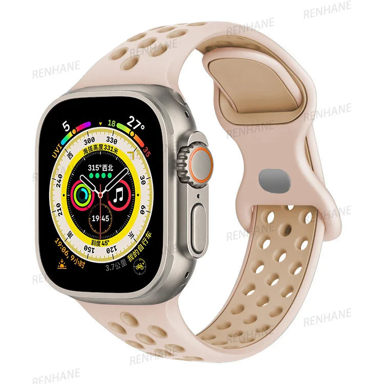 Strap For Apple Watch Ultra 7 8 9 41mm 45mm 40 44 42mm for nike sport Band iWatch serie SE 6 49mm Silicone Breathable bracelet