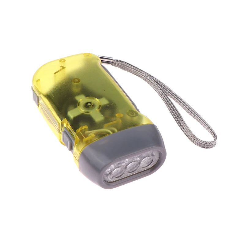 LED Hand Pressing Dynamo Crank Power Wind Up Flashlight Mini Self Generating Torch Camping Lamp Outdoor Home Supplies