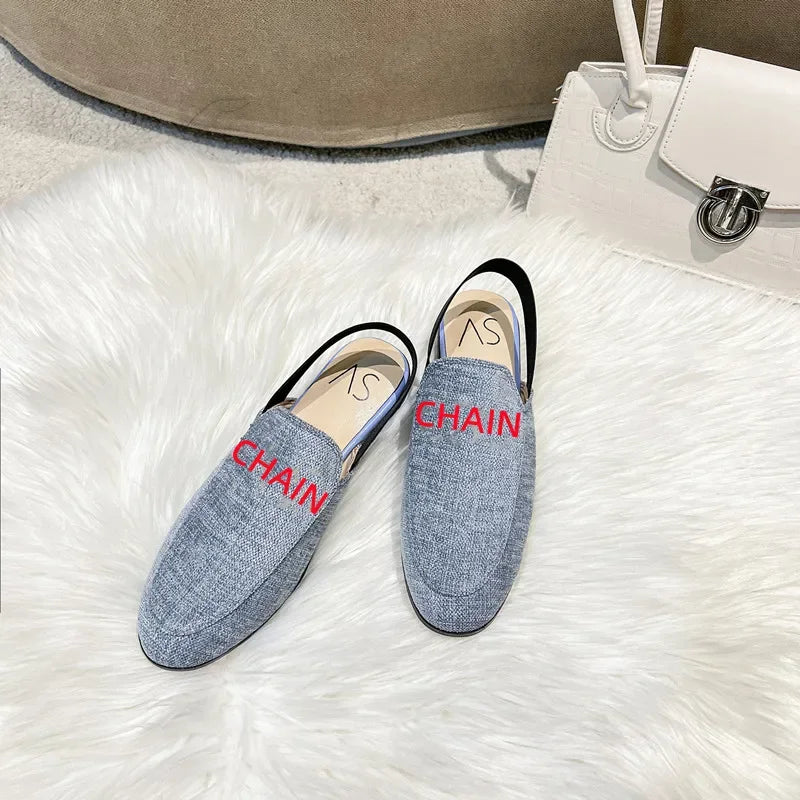 Rear elastic belt half slippers women summer wear Muller shoes 2023 new flat sandals
