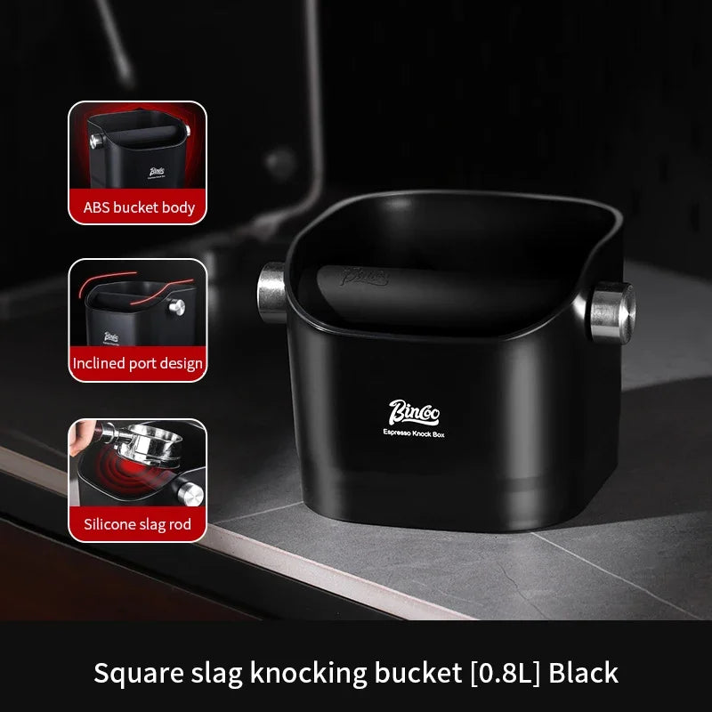 Bincoo Coffee Knock Box 0.8L Espresso Grounds Container Anti Slip Espresso Dump Bin Grind Beveled Barista Goods Cafe Accessories