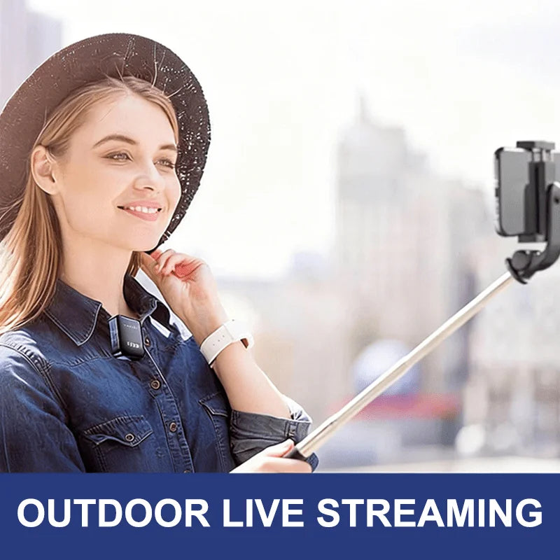 Wireless Lavalier Microphone Portable Audio Video Recording 2.4G Mini Mic for iPhone Android Live Broadcast Gaming Phone vlog