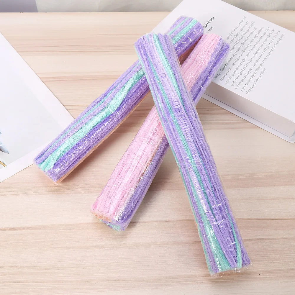 100/200/300/500/1000pcs DIY Plush Chenille Sticks Stem Pipe Cleaner HandCraft part for Spring Xmas Halloween Newyear Easter