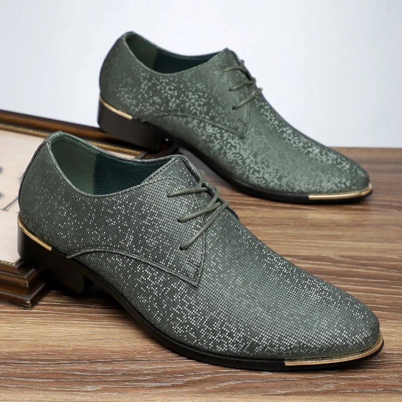 Retro Trend New Men's Black Green Sky Blue Pointed Lace Up Casual Oxford Shoes Wedding Dress Homecoming Footwear Zapatos Hombre