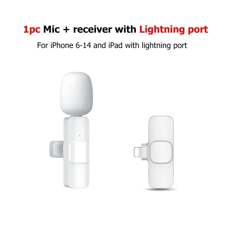 Pink &White K60 Wireless Lavalier Microphone Smartphone,Clip On Lapel Mic Plug-Play Microphone For Video Audio Recording