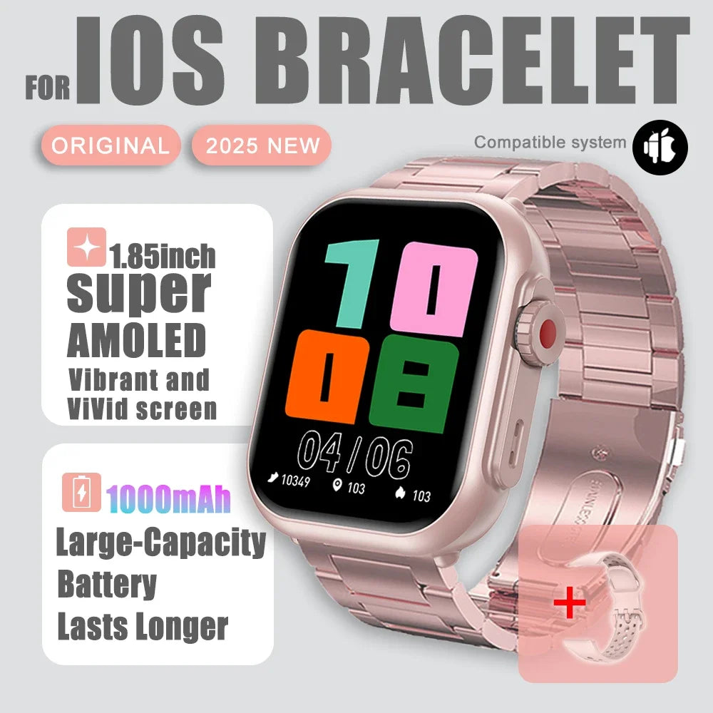 AI Voice Smart Watch Men Women 1.85 inches 1000mAh IP68 Bluetooth Call Blood Pressure Sleep Monitoring 100+Exercise Smart Watch