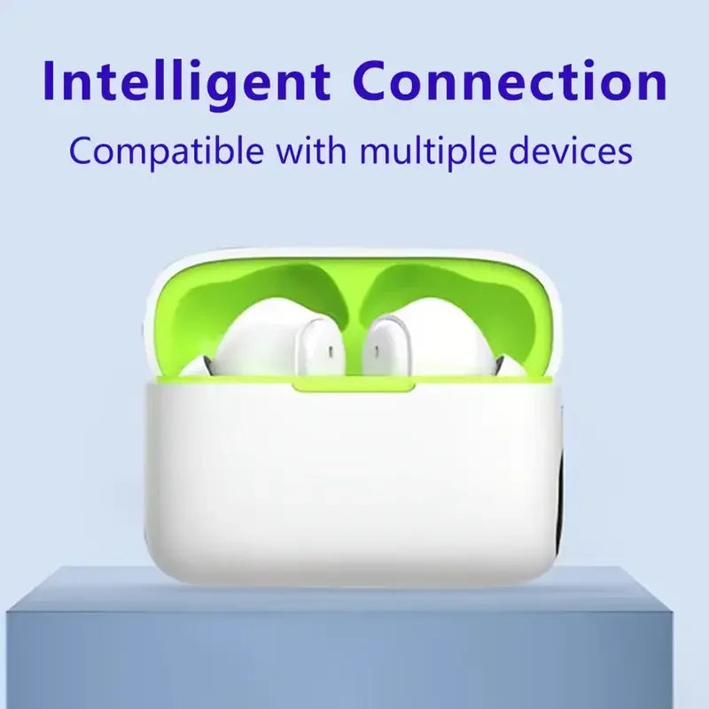 Stereo in ear headphones with high aesthetic value and fresh color scheme, portable wireless earphones with a drawstring, built-