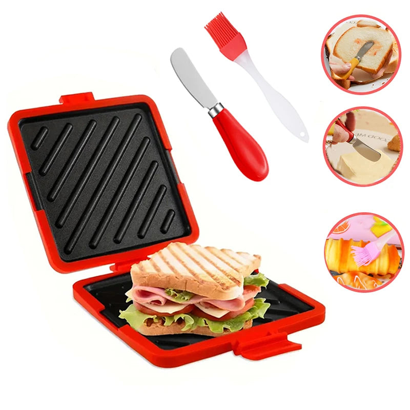 3pack Food Grade Sandwich Toaster with Butter Knife And Oil Brush Set Kitchen Gadget for Toast And Sandwich Making