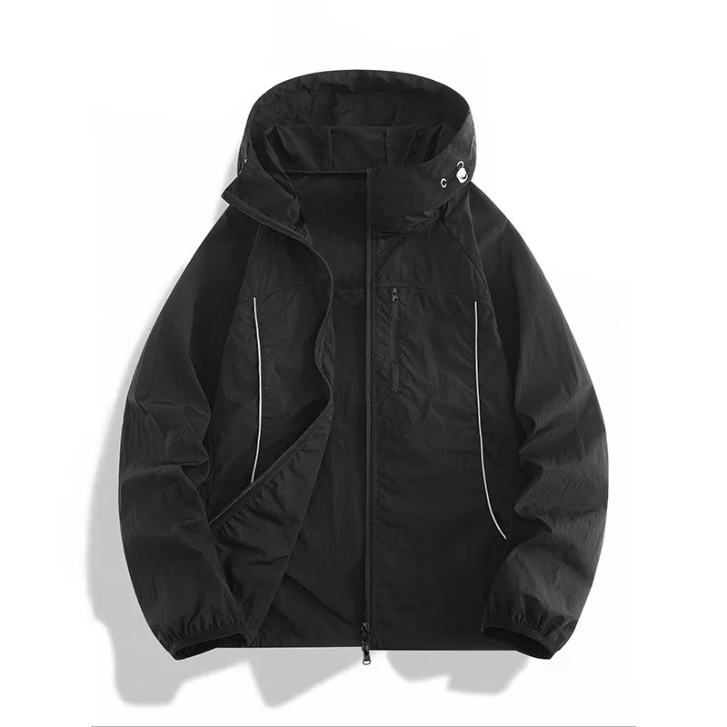 Summer UV Protection Hooded Jacket Unisex UPF50+ Ultra Thin Ice Silk Fishing Skin Coat with Quick-Dry Technology Outdoor Sports