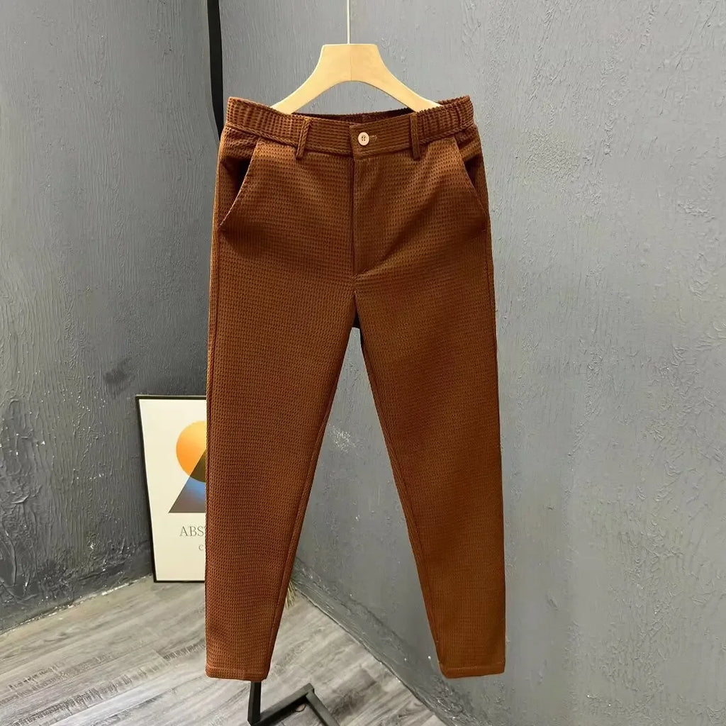 High-End Casual Men's Pants Summer Trendy Slimming Straight-Leg Pants Youth Korean Style Cropped Pants New Arrival