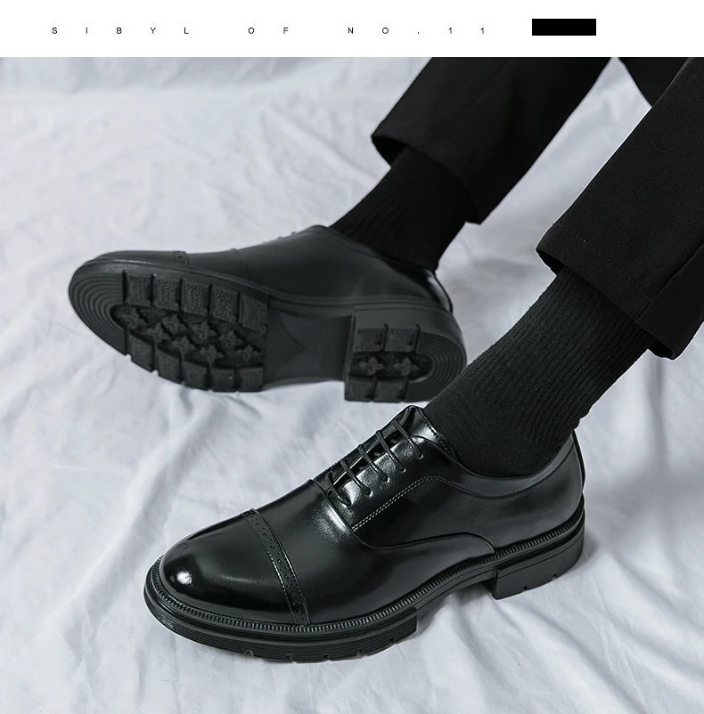 Men’s Dress Shoes High Quality Business British Social Formal Leather Shoes For Men Block Party Wedding Business Office Shoes