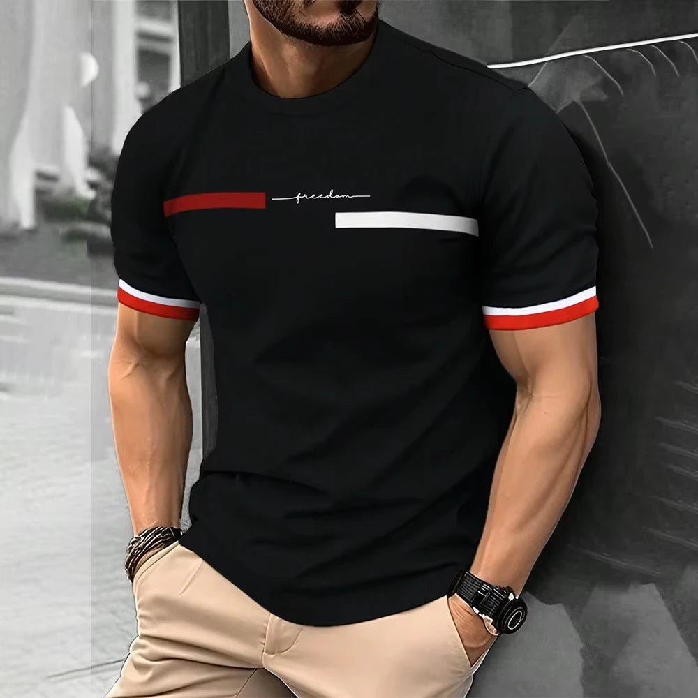 Summer Men's T-shirt Top Casual Loose Fit Oversized T-shirt PARI Letter Pattern Printed Round Neck Short Sleeved Homme Vêtement - Free Item.