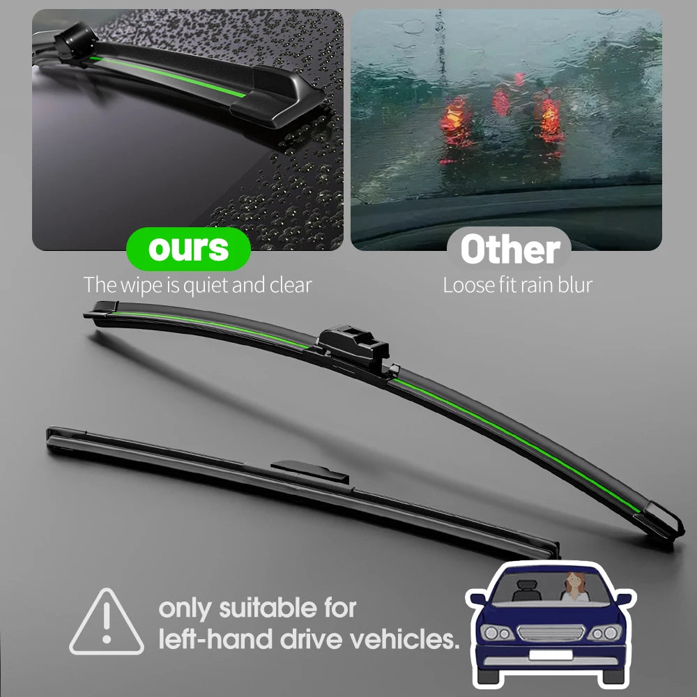 Car Windshield Wiper Blades Hook Universal U-type Soft Rubber Wiper 14"15" 16" 17" 18" 19" 20" 21" 22" 23" 24" 25" 26" 28" 30"