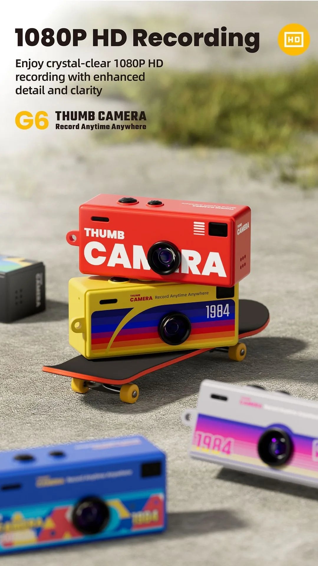 G6 Retro Mini Camcorder with Chain, 1080P HD Video Camera for Kids, Support SD Card, Portable Vintage Recorder Party Gift Toy