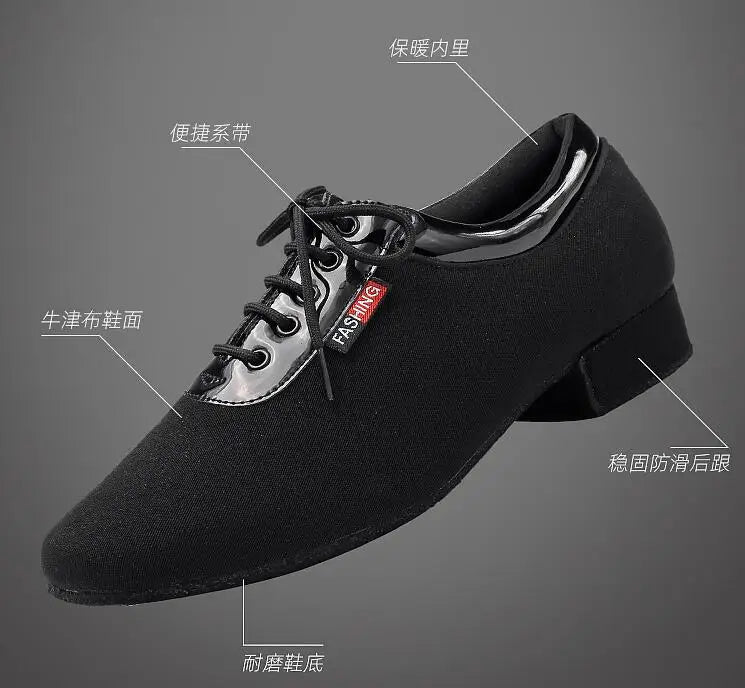 XIHAHA Men Oxford Cloth Standard Dance Ballroom Cloth Straight Outsole Practice Competition Modern Dancing Sport Shoes Sneakers