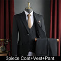 Man 3-piece Suit Outfit Single-breasted Long Sleeve Blazer Men V-neck Vest Straight-leg Pant Male Striped Business Casual Set