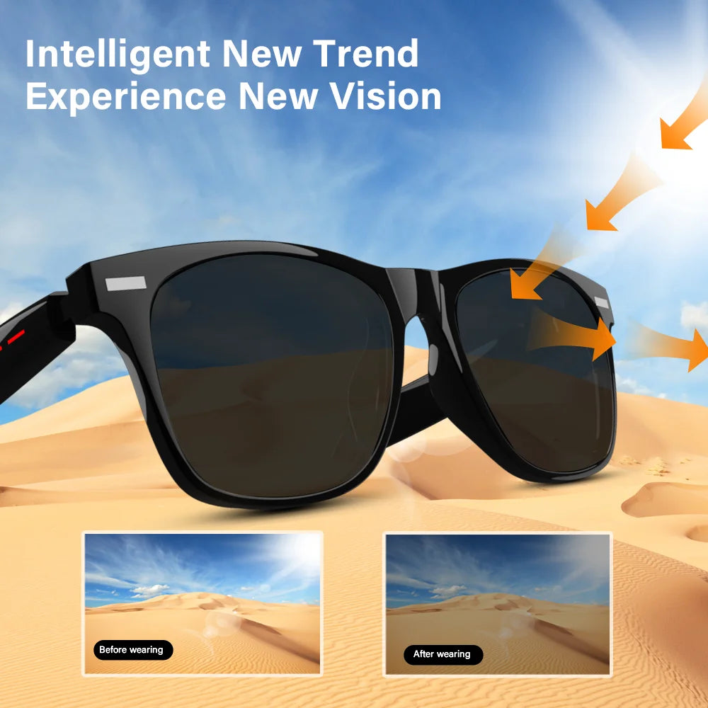LAXASFIT New Camera Smart Music Women Men Sports Sunglasses Headphones Wireless BT Talk Headset HIFI Audio Bluetooth Glasses