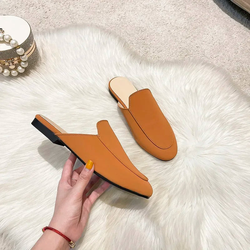 Baotou Half Slippers Women Summer Wear Muller Shoes 2025 New Flat Sandals