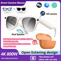 AI Smart Glasses 800W Pixel Camera Translation AI Voice Anti-Shake Video Record Dual Speaker Charging Case BT Call Smart Glasses