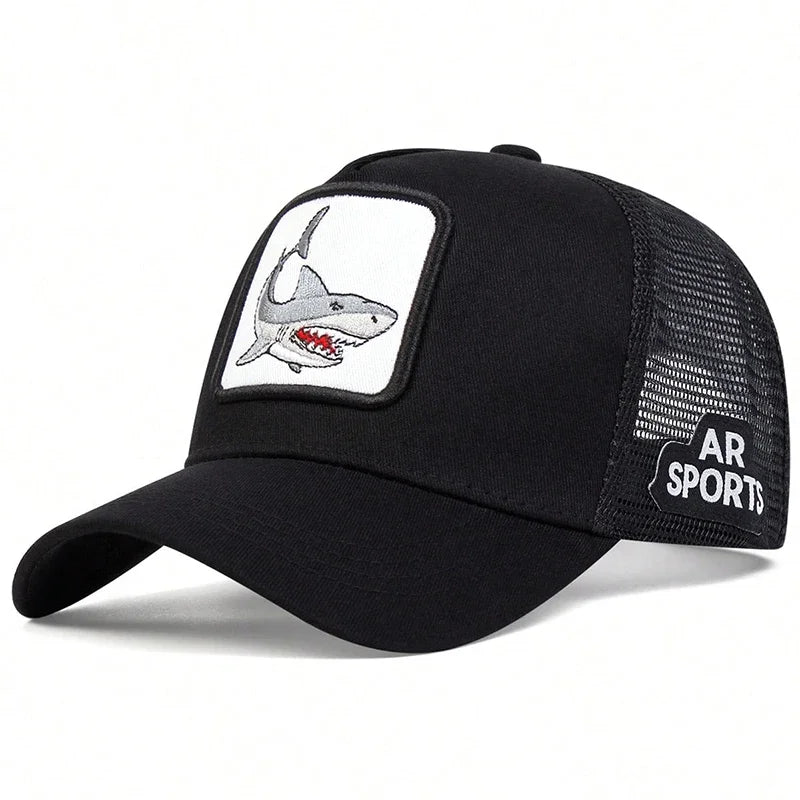 Unisex Shark Patch Embroidery Baseball Net Caps Spring and Summer Outdoor Adjustable Casual Hats Hip Hop Hat Sunscreen Hat